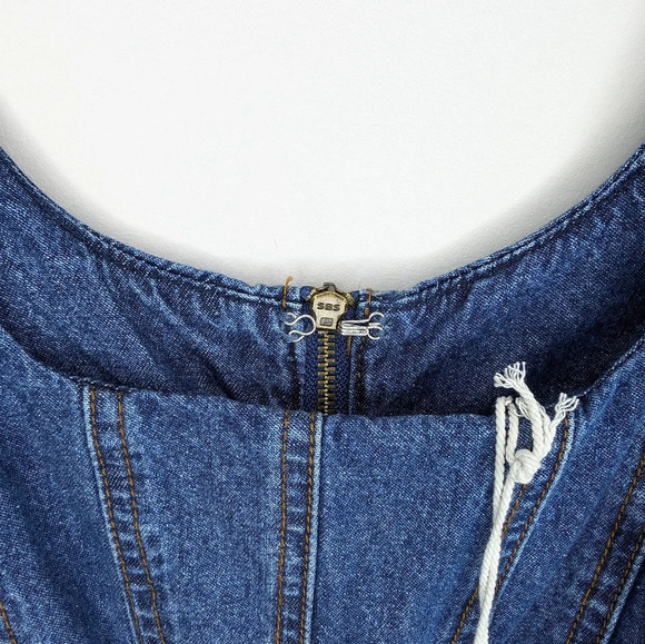 NWT Joie Sleeveless Mini Midi 100% Cotton Blue Denim Dress Women Small - Picture 9 of 10